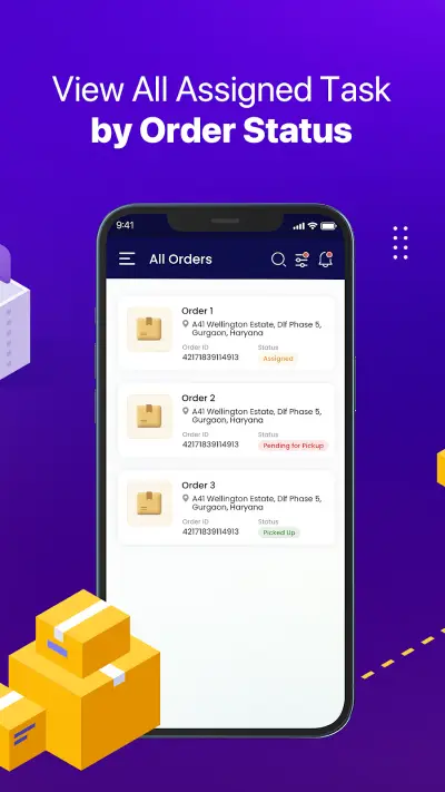Store screenshot: assigned tasks grouped by order status